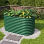 Grünes Vitavia Vita 858 Metall-Hochbeet „Seegras“ mit Schneckenschutz im Garten.