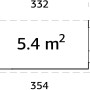 Grundriss Palmako Mia Holz-Gartenhaus: 332x165cm, Pultdach, unbehandeltes Holz, 5,4 m² Fläche.