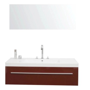 Jet-Line Badmöbel Set Bern Rot Hochglanz Mit Mineralguss Waschbecken 119 x 47 x 30 cm