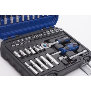 LUX Steckschlüsselsatz Comfort, 53-teilig, mit Knarre, Bits und Verlängerung im Koffer.