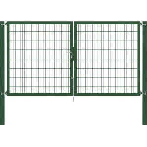 Grünes Doppeltor Flexo Plus 300x160 cm mit Pfosten für Gartenzäune.