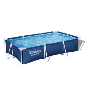 Bestway Stahlrahmenpool Steel Pro, 300x201x66 cm, eckig, dunkelblau, mit Stahlrahmen.