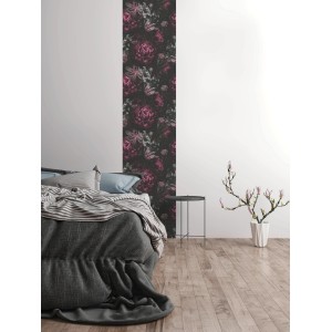 AS-Creation 3D-Panel Pop up Floral in Schwarz-Lila, florale Bordüre mit 3D-Effekt.