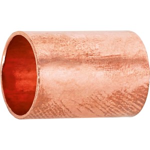 Löt-Muffe aus Kupfer, Ø 12 mm, für die Verbindung von Kupferrohren im Sanitärbereich.