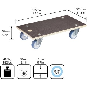 Wagner Transporthilfe 1085 mit Holzplatte und 4 Rollen, Tragkraft 400 kg.