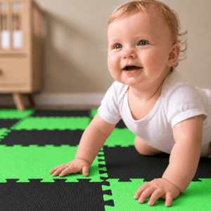 LittleTom Baby & Kinder Puzzlematte 30 x 30 cm 18 Stück Schwarz & Hellgrün