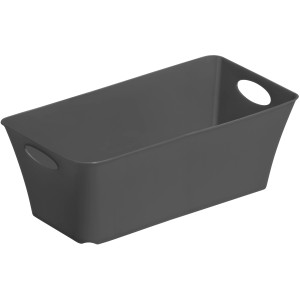 Graue Rotho Living Box, 2 l, Aufbewahrungsbox mit Griffen für Ordnung im Haus.