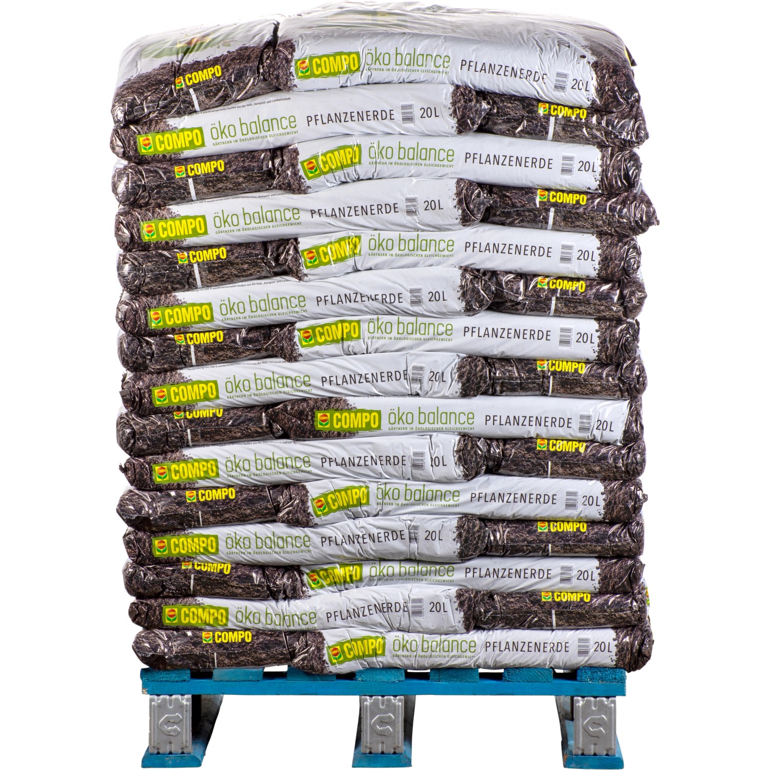Palette Compo Öko Balance Pflanzenerde, 45 Säcke à 20L Bio-Universalerde für Garten und Balkon.