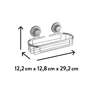 Ovaler baliv Duschkorb DK1-4530 aus Aluminium mit Saugnäpfen zur Wandmontage.