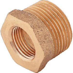 Rotguss Gewinde-Reduzierstück, 14,9 mm auf 26,4 mm, für Sanitär- und Heizungsanlagen.