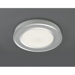 Chromfarbene LED-Deckenleuchte Noriaki mit Sternenhimmel-Effekt, Durchmesser 59,5 cm.