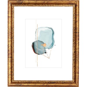 Goldener Holz-Bilderrahmen, 24x30 cm, mit abstraktem Bild. Dekorativer Rahmen für Fotos und Kunstdrucke.