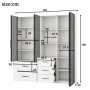 okwish Vitrine mit LED Glasfächern Bücherregal Wohnzimmer 140x40x160cm Weiß_5