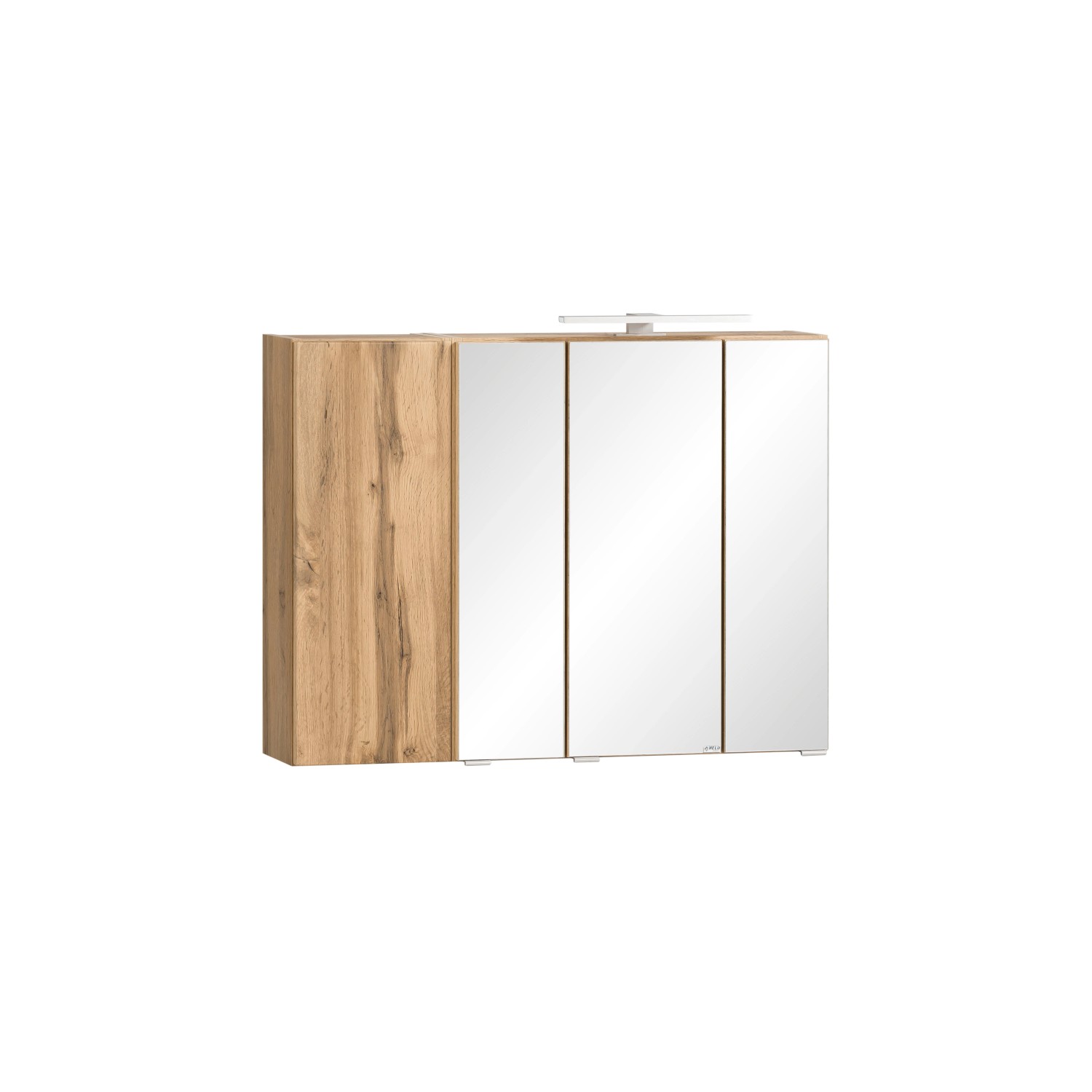 Held Möbel 3D-Spiegelschrank Ancona, 85 cm, Wotaneiche mit LED-Aufsatzleuchte.