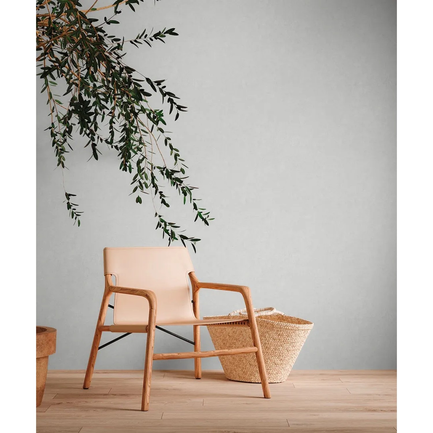 AS-Creation Vliestapete Putzoptik in Weiß-Grau mit leichter Struktur im Wohnraum.