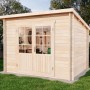 Alpholz Gartenhaus Maria-28 aus Holz, naturbelassen, mit Doppeltür und Fenster