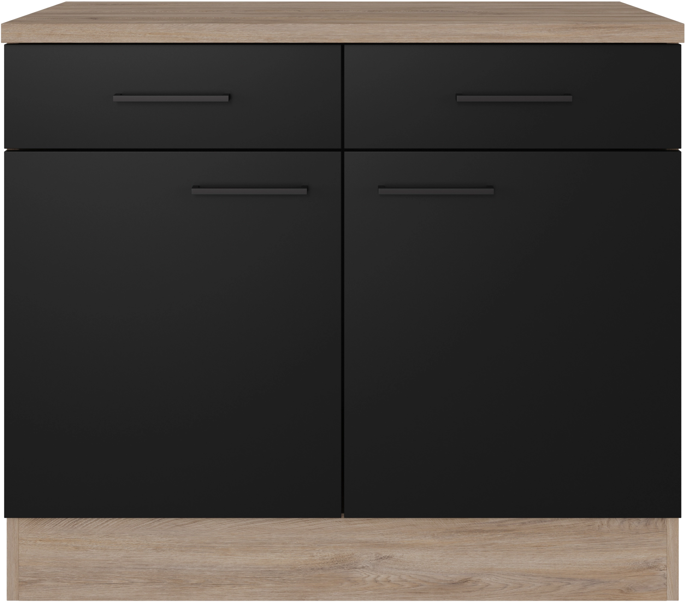 Flex-Well Exclusiv Unterschrank Capri 100 Cm Schwarz Matt-Endgrain Oak ...