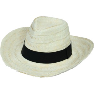 Strohhut Männer Weiß Band Schwarz Gr. 59