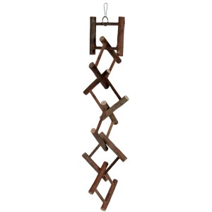 Trixie Hängeleiter Natural Living, 12 Sprossen, 58 cm, aus Naturholz für Vogelkäfige.