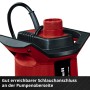 Einhell Akku-Wasserpumpe GE-DP 18/25 LL Li Solo: Rot-schwarze Tauchpumpe mit Schlauchanschluss.