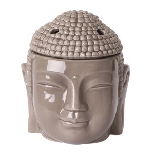 Aromalampe Buddha aus Keramik in Taupe, 135x115 cm, für Duftkerzen & Teelichter.