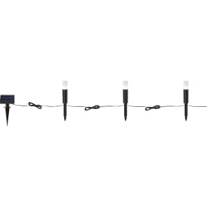 LED Solarspieß-Lichterkette mit Erdspieß und Solarpanel für Garten und Terrasse.