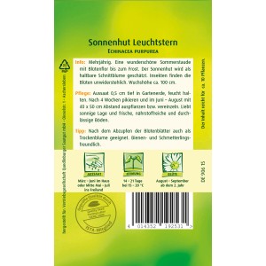 Packung Sonnenhut 'Leuchtstern' Blumensamen, mehrjährige Sommerstaude für Beet und Rabatte.