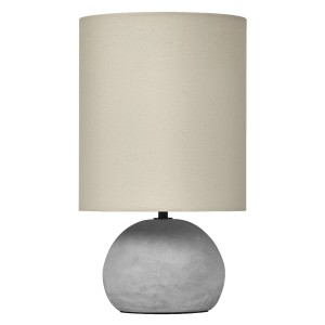 Ledvance Design-Tischlampe Decor Impact, beige-grau, dimmbar, 38 cm hoch. Betonfuß, Textilschirm.
