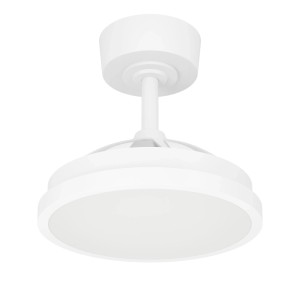 Weißer Eglo LED-Deckenventilator Malpica, 63 cm Durchmesser, mit integrierter Leuchte.