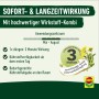 Produktinfo Compo Rasendünger plus Unkrautvernichter: Sofort- und Langzeitwirkung, 3 Monate Wirkdauer.
