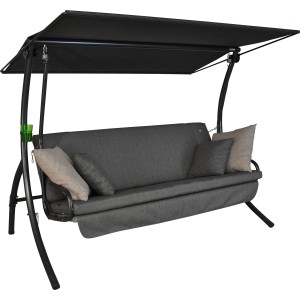 Angerer Hollywoodschaukel Drift Smart 3-Sitzer Stone mit Liegefunktion und wetterfestem Dach.