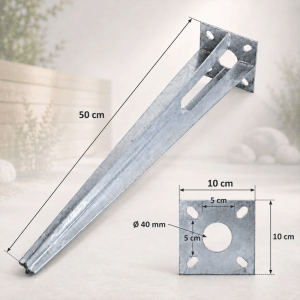 TRUTZHOLM 3x Bodenhülse Einschlaghülse Ø 40mm 50cm Länge Zaunpfahl Verzinkt Aufnahme 100x100mm