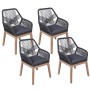 4er Set Garden Pleasure Stühle Pomona, anthrazit-braun, mit Seilbespannung und Polster.
