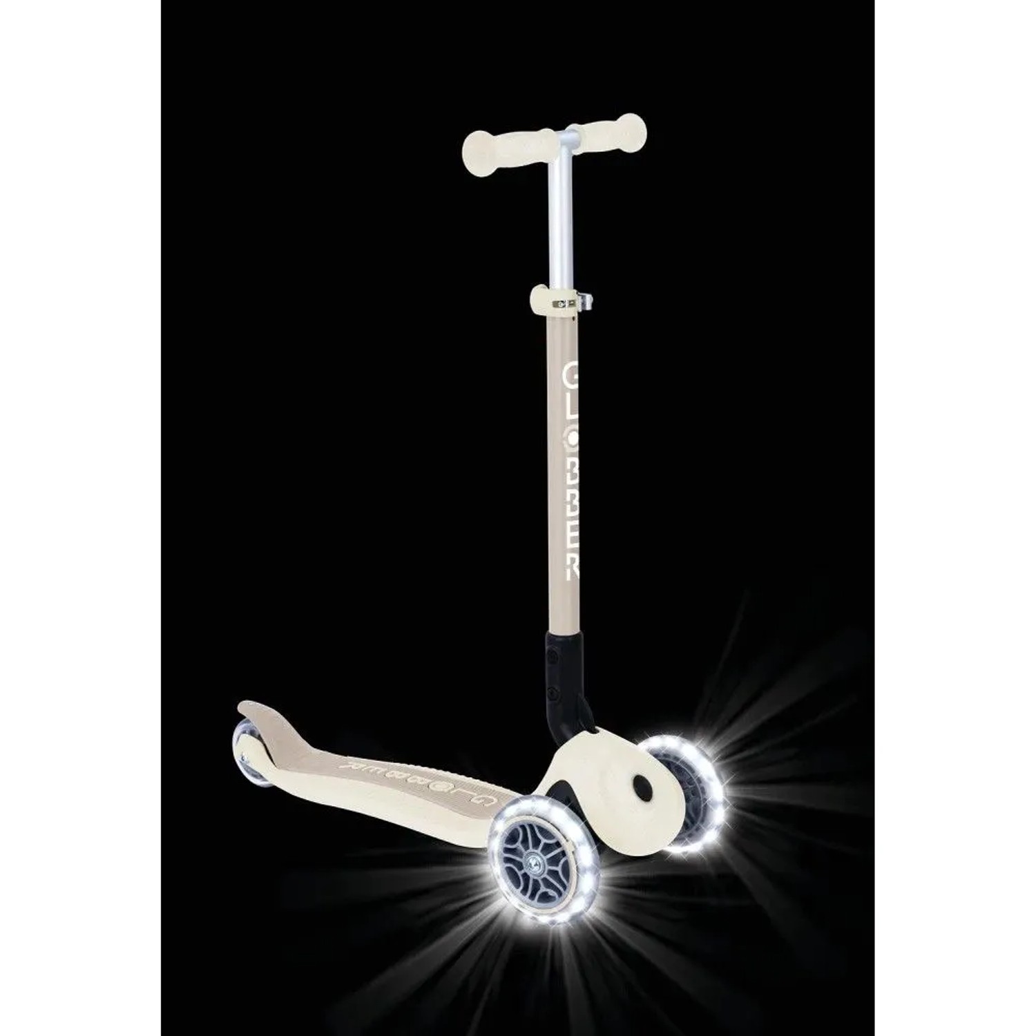 Globber Primo Foldable Lights Tretroller 120/80 mm ABEC 5 3-Rädrig Höhenverstellbar LED-Rollen Kokos Weiß_8