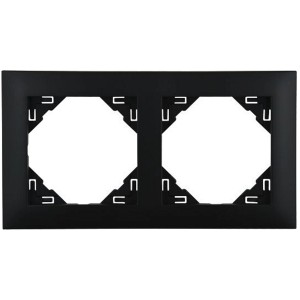 E2 Elektro Abdeckrahmen 2-fach Logus, schwarz, aus Kunststoff.