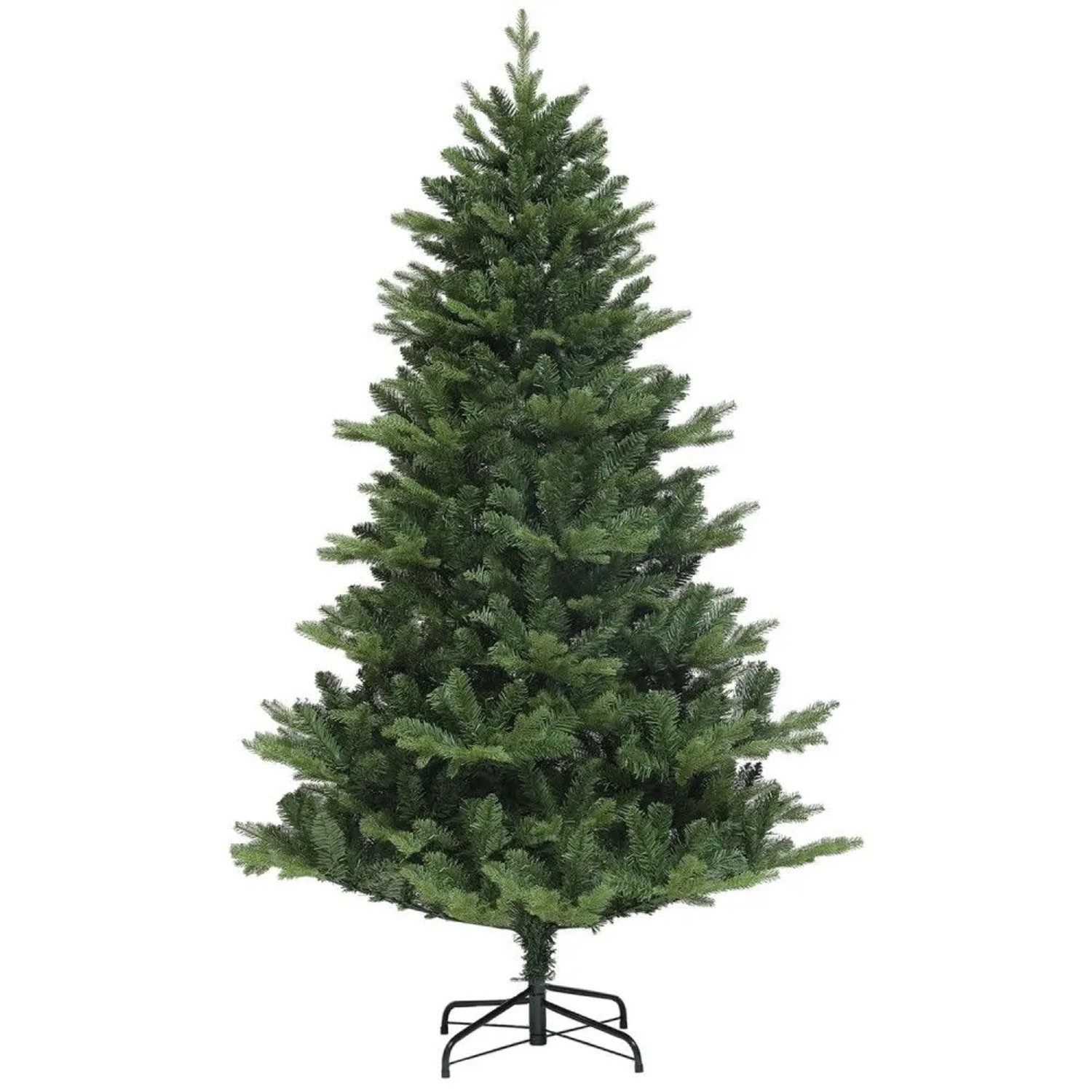 Grüner, künstlicher HOMCOM Weihnachtsbaum, 180 cm hoch, mit vollen PE-Nadeln und schwarzem Stahlfuß. Für Weihnachtsdekoration.