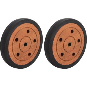 2 Ersatzräder für Chelsea Sonnenliege, Holzoptik mit schwarzer Gummierung.