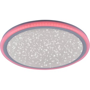 Weiße LED-Deckenleuchte Luisa Ø 60cm mit Sternenhimmel-Effekt und RGB-Farblicht.