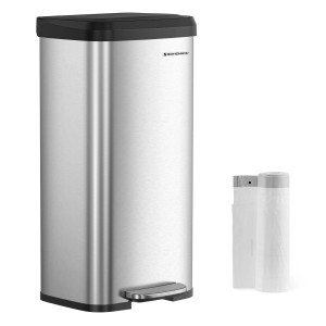 Songmics Mülleimer Petaja mit Fußpedal 68 l Silber-Schwarz