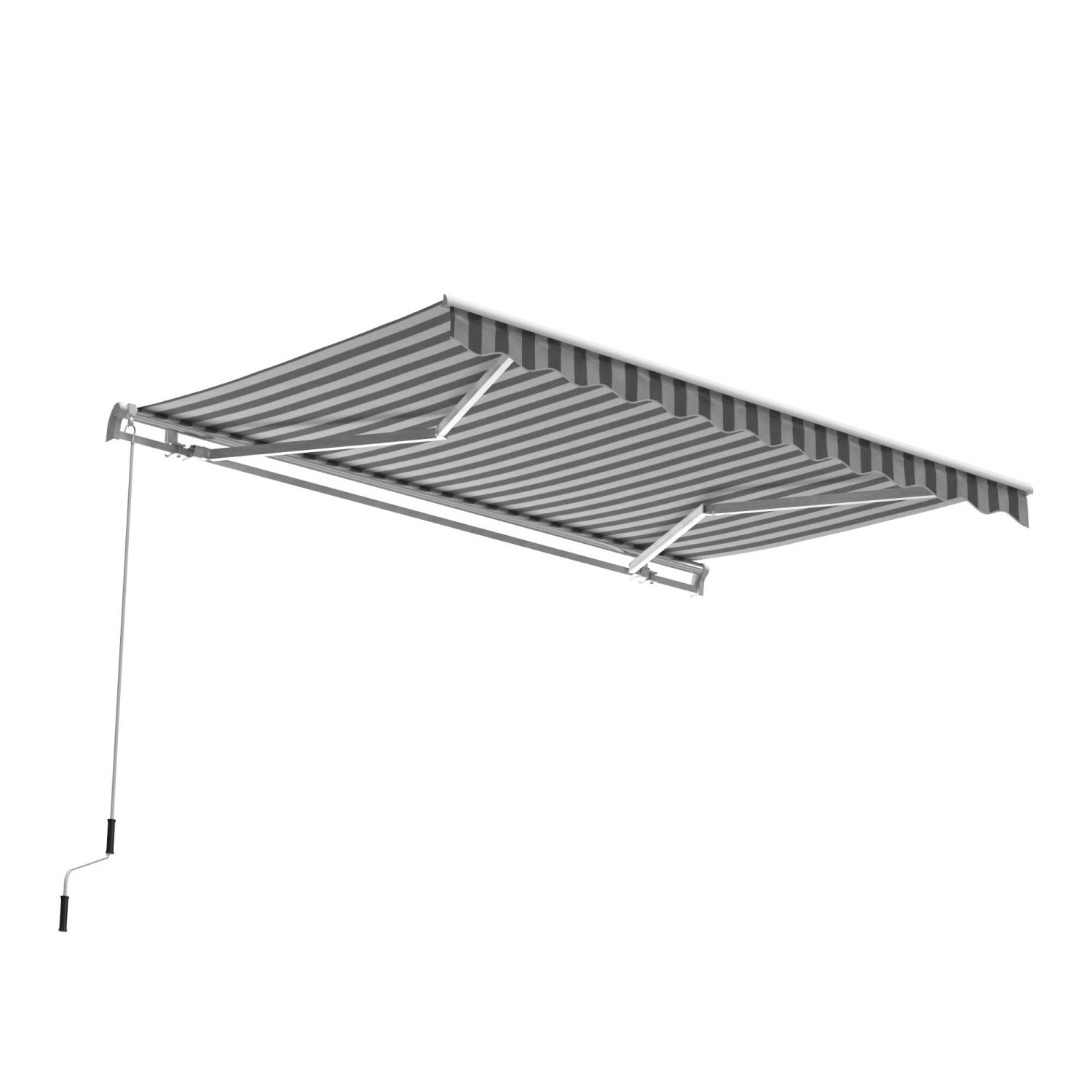 Gelenkarmmarkise Aventura 3x2m in Grau-Weiß mit Kurbel für Terrasse und Balkon.