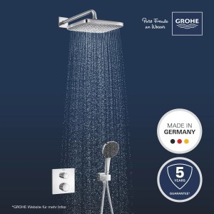 Grohe Precision Thermostat Duschsystem mit Kopf- und Handbrause, Unterputzmontage.