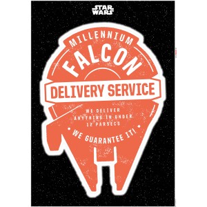 Star Wars Wandtattoo: Millennium Falcon Delivery Service Deko-Sticker, 50x70 cm.