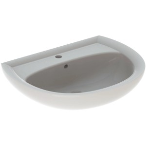Geberit Renova Waschbecken, 65 cm, Pergamon, mit Hahnloch und Überlauf.