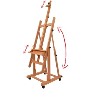 Artina Verona Atelierstaffelei aus Buchenholz, rollbar und neigungsverstellbar.