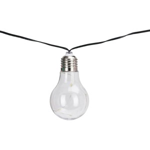 Solar-Lichterkette mit 10 bunten LED-Glühbirnen, 2 m Anschlusskabel. Dekorative Innen-Lichterkette.