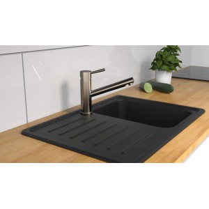 Schütte Spültischarmatur Unicorn Edelstahloptik mit hohem, herausziehbarem Auslauf.