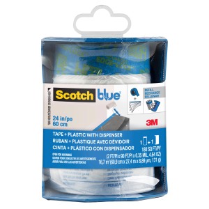 ScotchBlue Malerabdeckfolie mit Klebeband im Spender 60,9 cm x 27,4 m Blau