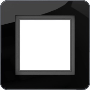 Schwarzer Glasrahmen Leonie, Unterputz, 1-fach, 84x84mm für Schalter und Taster.
