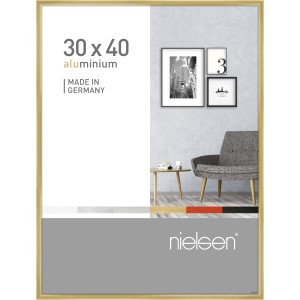Goldener Aluminium Bilderrahmen Pixel, 30x40 cm, elegante Optik für Fotos und Bilder.