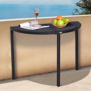 Outsunny Rattan Beistelltisch Polyrattan Metall Schwarz L100 x B50 x H74 cm